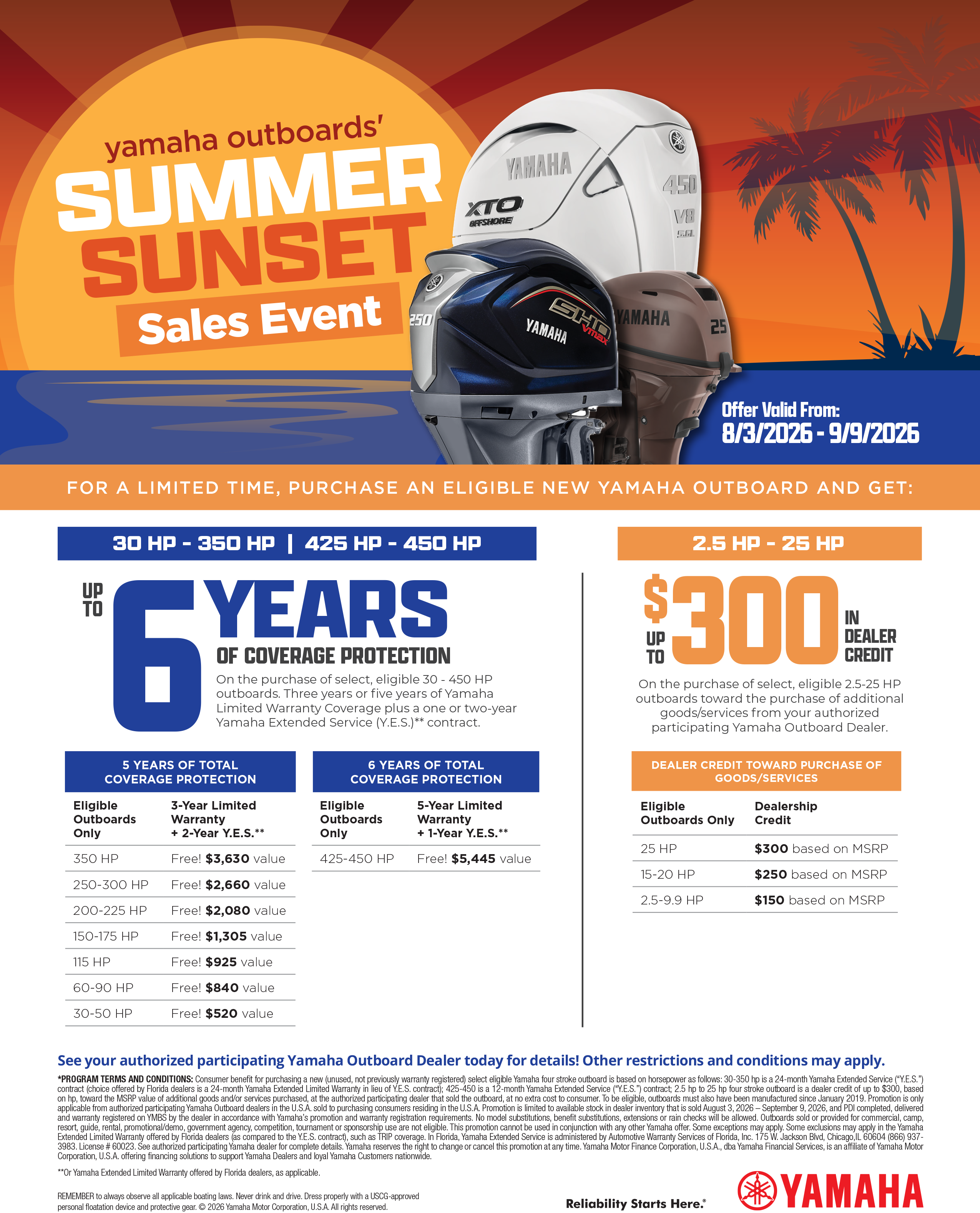 Yamaha Outboards, summer set sales event